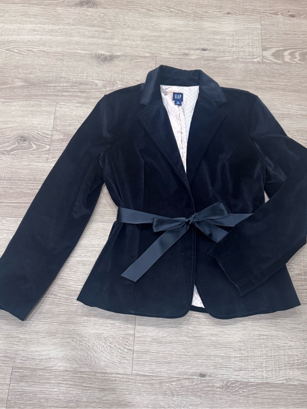 GAP Black Velvet Belted Blazer Jacket Women’s Size 16